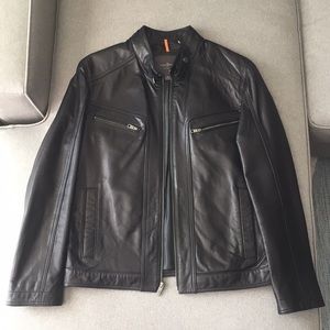 Cole Haan Leather Moto Jacket